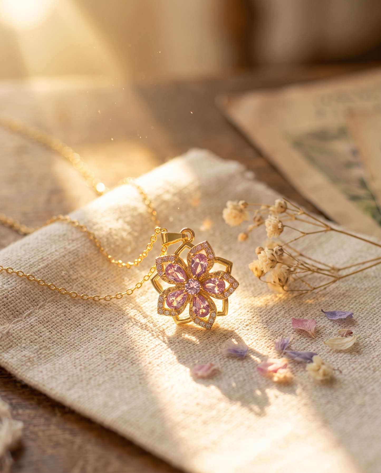 Rapunzel Spinning Flower Necklace
